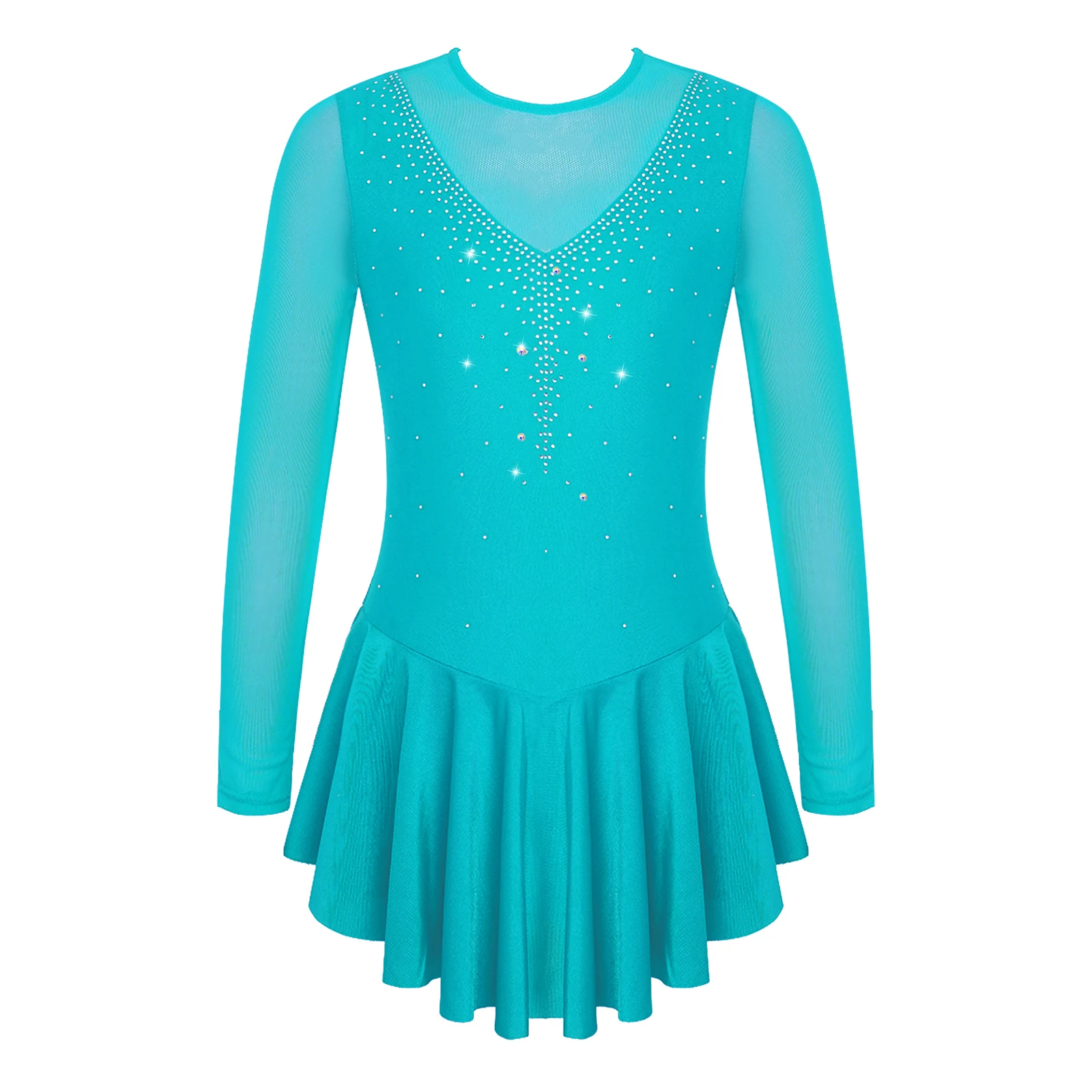 thumbnail image 1 of Vestido artístico brillante con diamantes de imitación para niñas, vestido de patinaje sobre hielo, medias de Ballet para gimnasia rítmica, ropa, trajes de baile lírico, 1 of 5