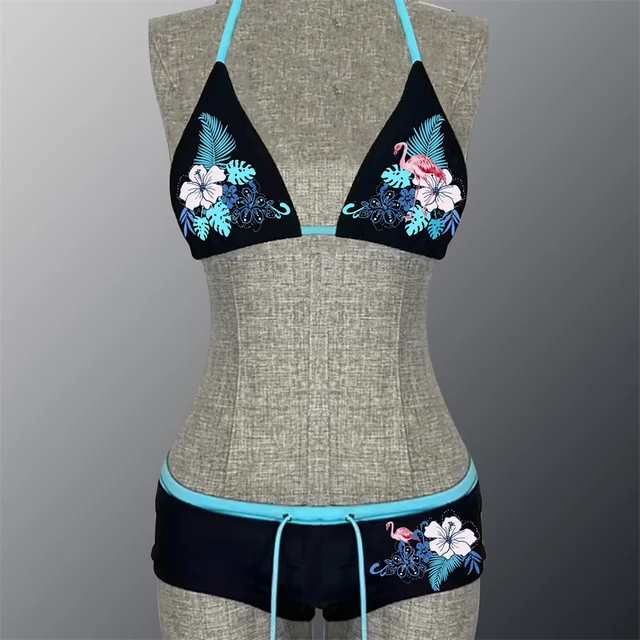 Aazon.co: Suer 2 Piece Stripe Beach Bikini Set Y2k Sexy Floral