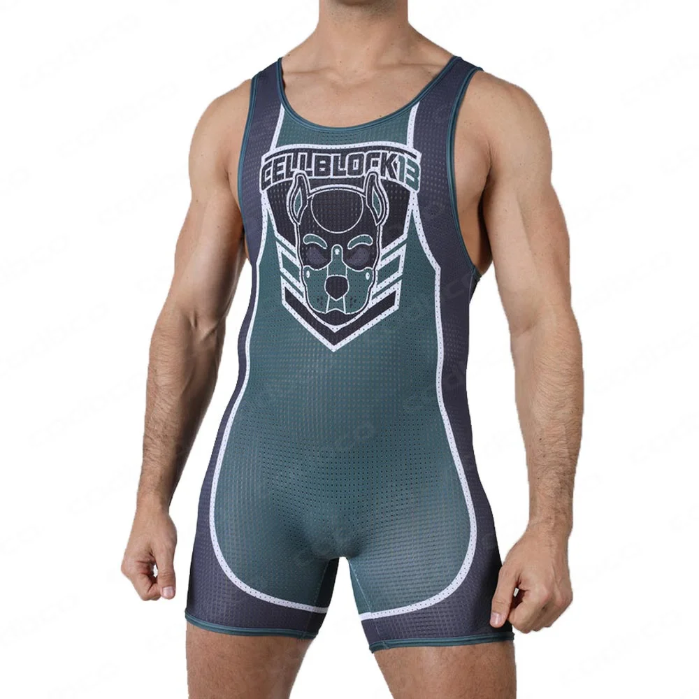 Men Wrestling Singlet Suit One Piece Bodysuit for WWE Triathlon and Weightlifting powerlifting singlet