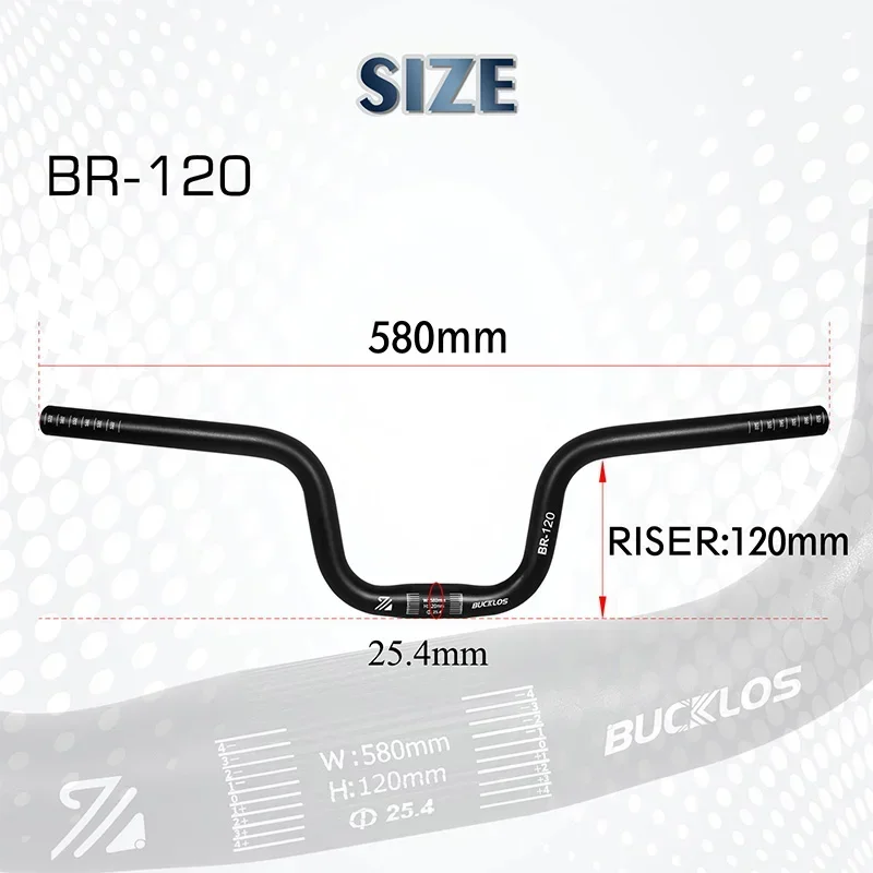 Folding Bike Handlebar 25.4mm Aluminum Hi-Rise 120/160mm Bicycle Swallow Riser B