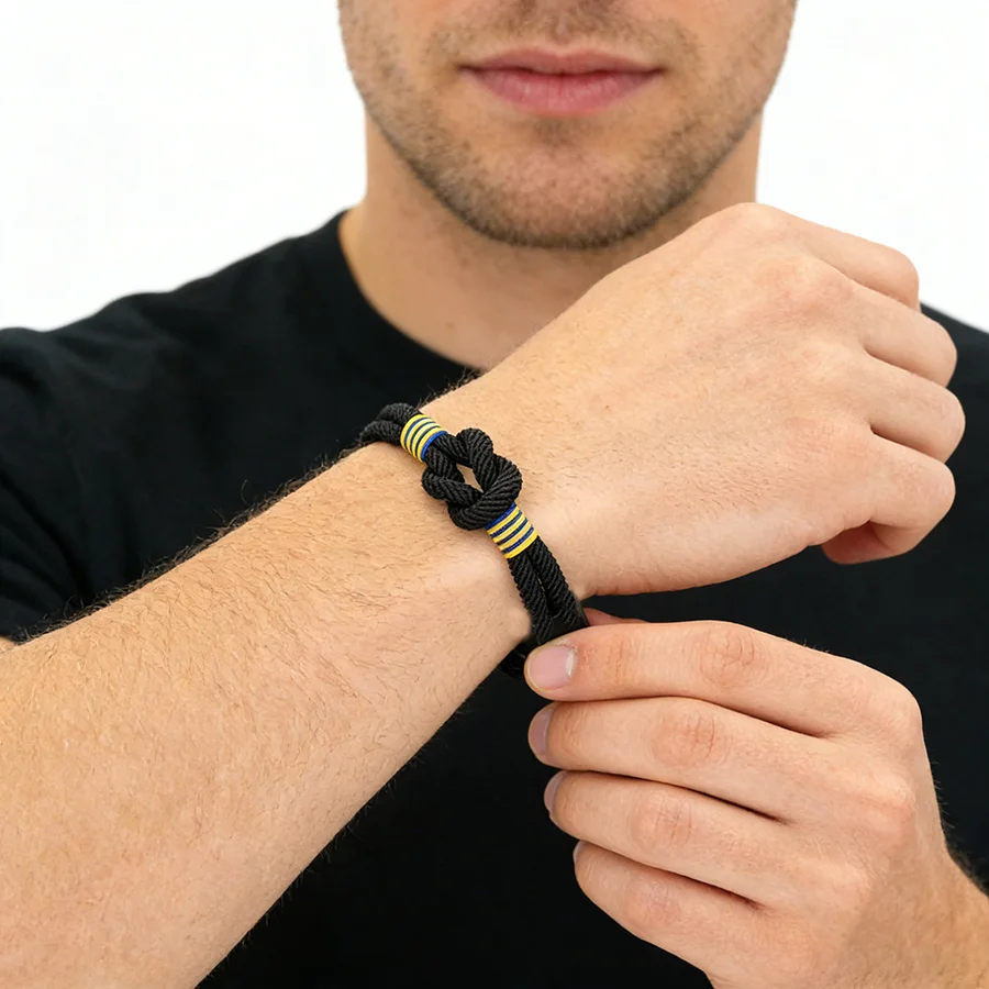 Neues stilvolles Armband mit ewigem Knoten für Herren, ausgewählter hochwertiger Faden, 6 Farben erhältlich, sportliches, schweißabsorbierendes Armband für Herren