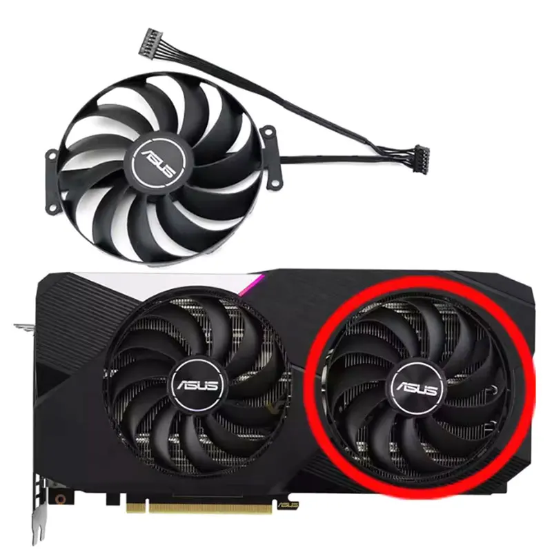 1SET NEW 7PIN 95MM DUAL-RTX 3060TI-O8G-V2 GPU Fan，For ASUS Dual