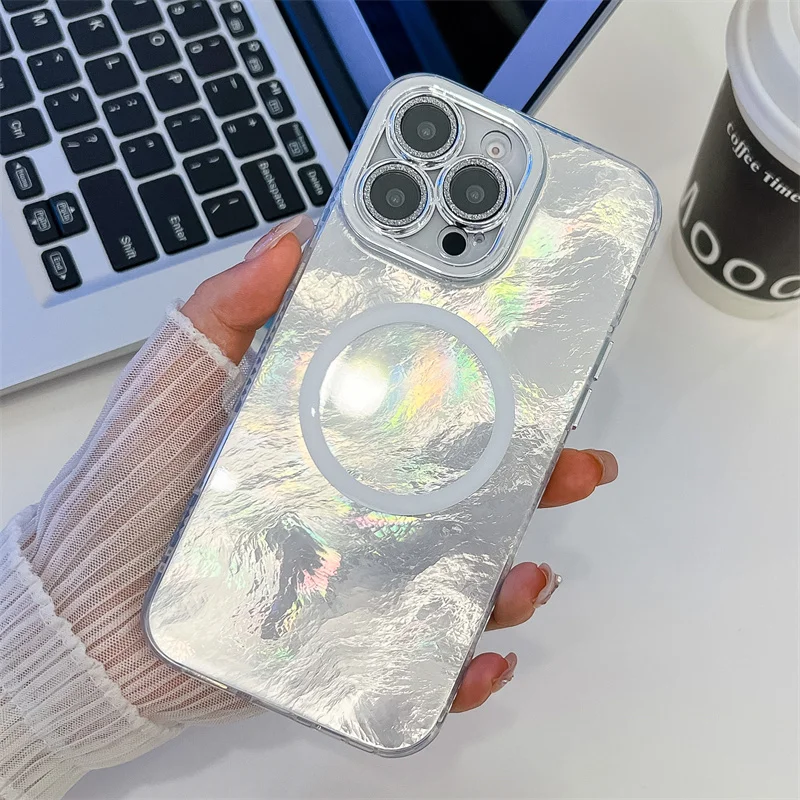 Magnetic Laser Glitter Phone Case For Iphone With Magsafe Support_voghion.com