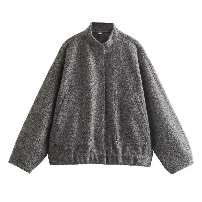 Women's Jackets With Buttons Bombers Grey Long Sleeve Coat Lady Warm With Pockets Outwear Jackets 2023 Spring Winter New