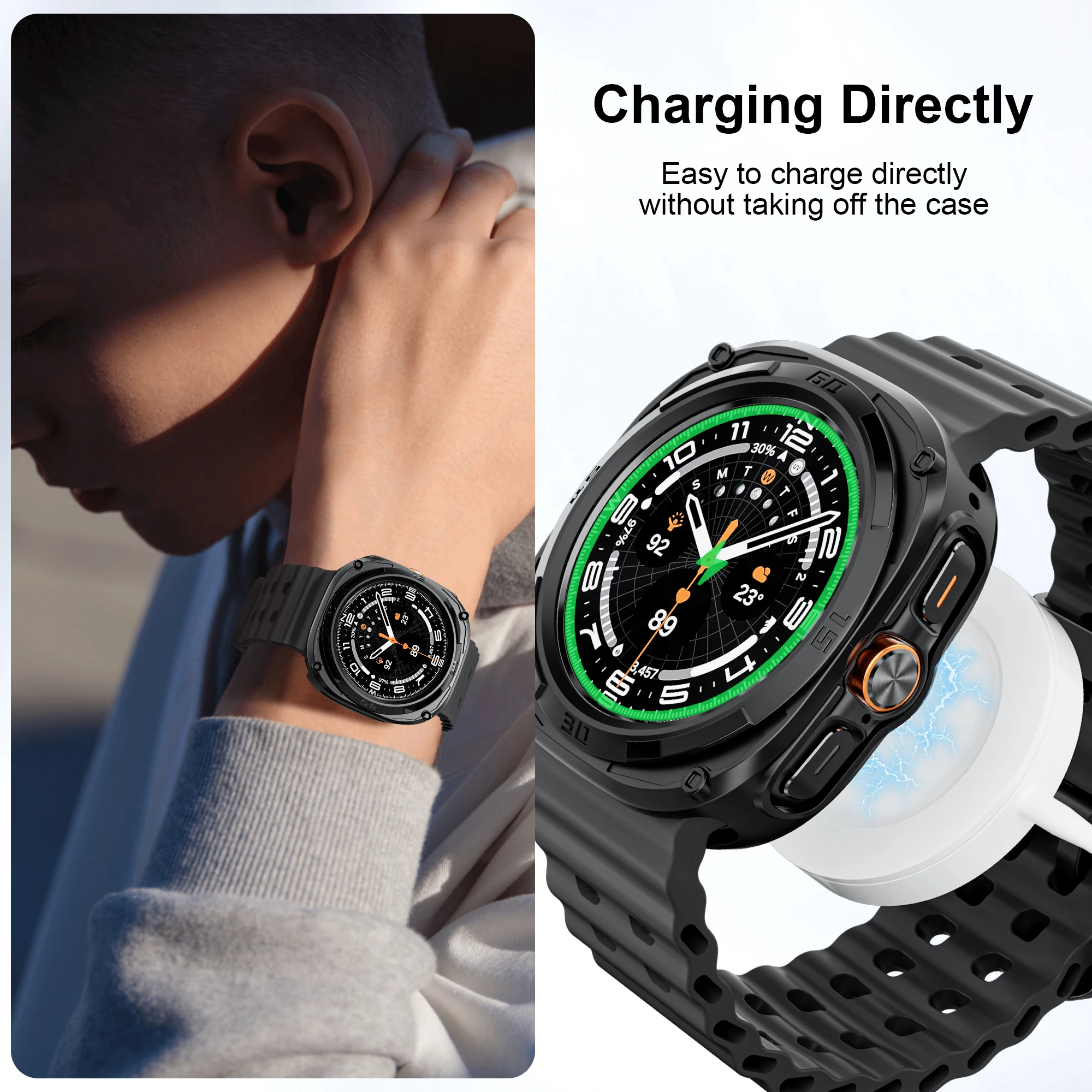 Protective Hard PC Frame Bumper Case with Screen Protector for Galaxy Watch Ultra 47mm
