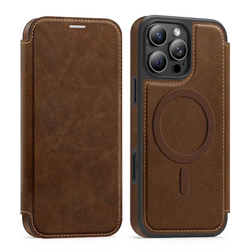 Magsafe Magnetic 360° Full Protection Leather Wallet Card Holder Phone Case