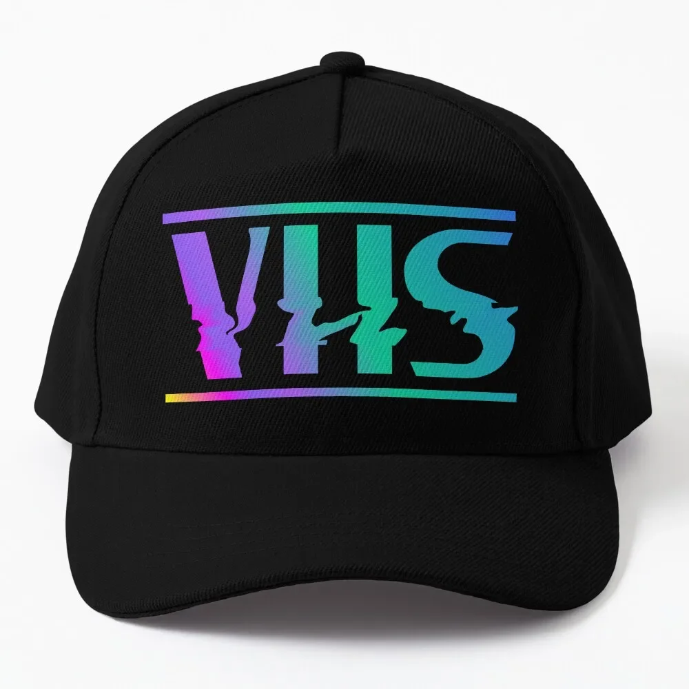 

Retro VHS Logo Colorful Vaporwave Gradient Baseball Cap Military Tactical Cap Designer Hat Rave Mens Women's
