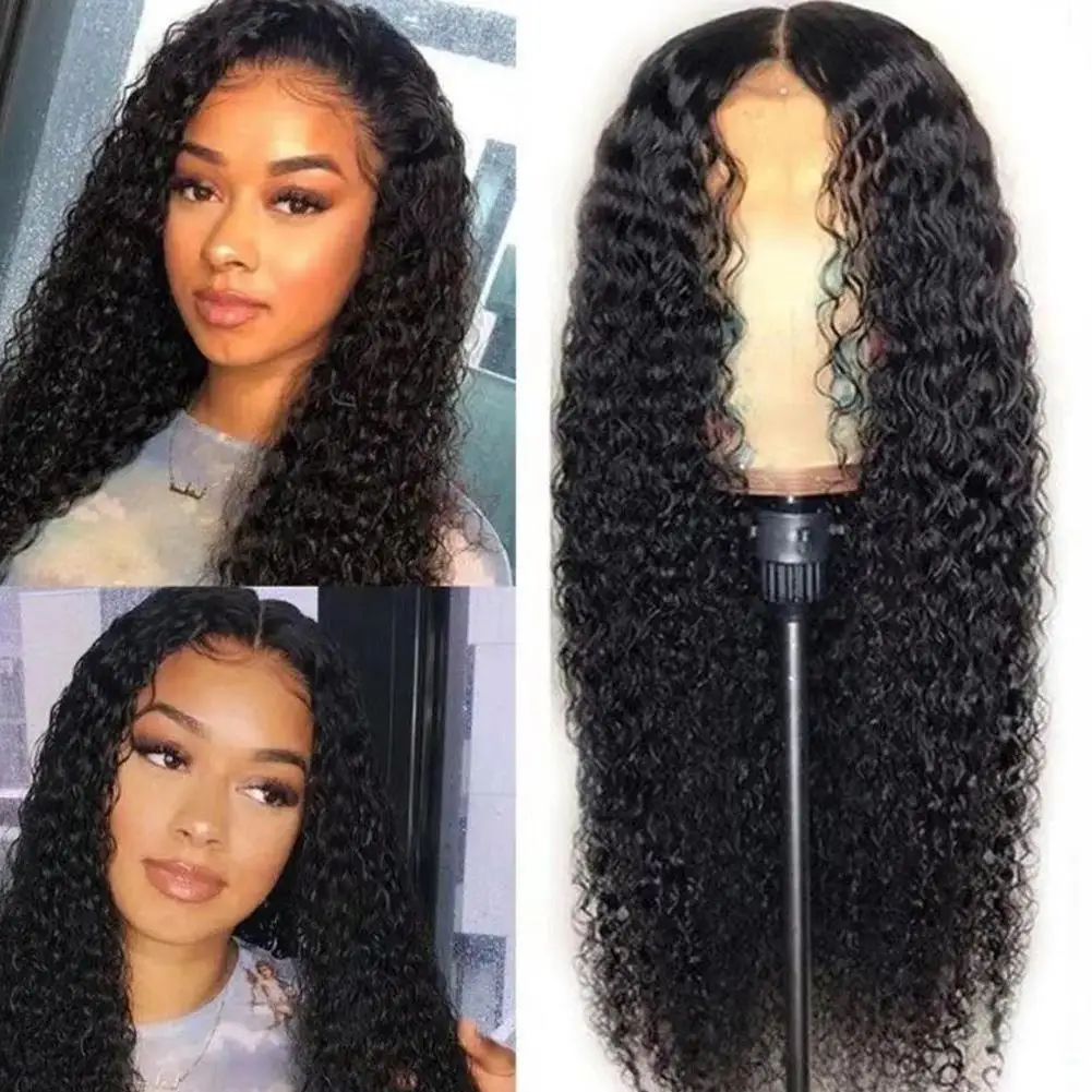 

Новый женский парик, женские вьющиеся волосы, черный женский парик средней длины, вьющийся парик, маленькие вьющиеся волосы, волнистый африканский парик