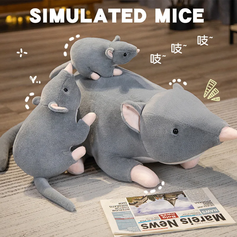 32/50/100cm Funny Simulation Mouse Plush Toy Super Soft Stuffed Animals Mice Plushies Pillow Cushion Cartoon Peluche Spoof Toys smart running mouse cat toy interactive random moving electric cat teaser toys simulation mice kitten self playing plush toys