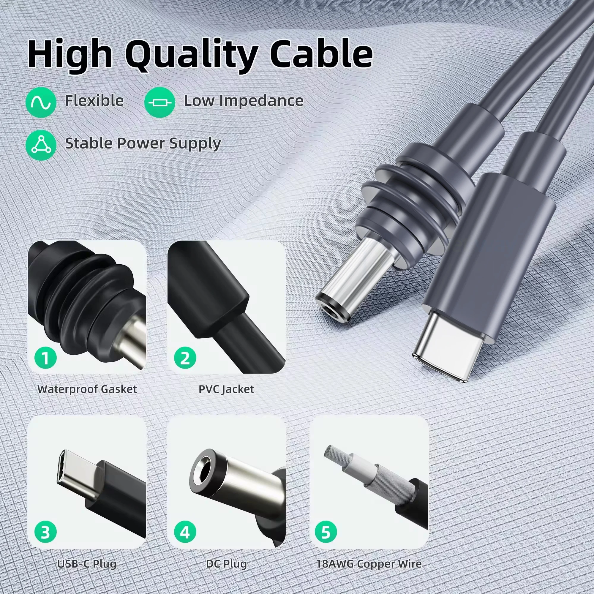 For StarLink Mini USBC To D Cable 3/5/10m Waterproof Overload Short Circuit Protection SPX MINI Type-C To DC Cable 6