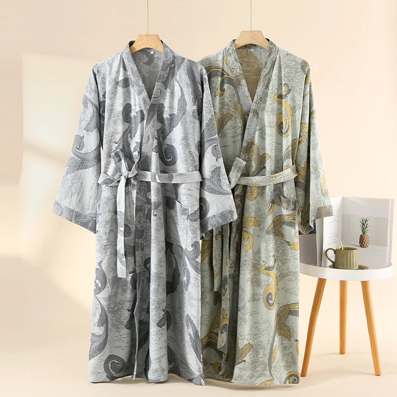 Frühling Herbst 100% Baumwolle Robe Beiläufige Lose Lange Strickjacke Bademantel Für Frauen Nachtwäsche Hause Kleidung Neue Vestidos De Novia – Detail 1