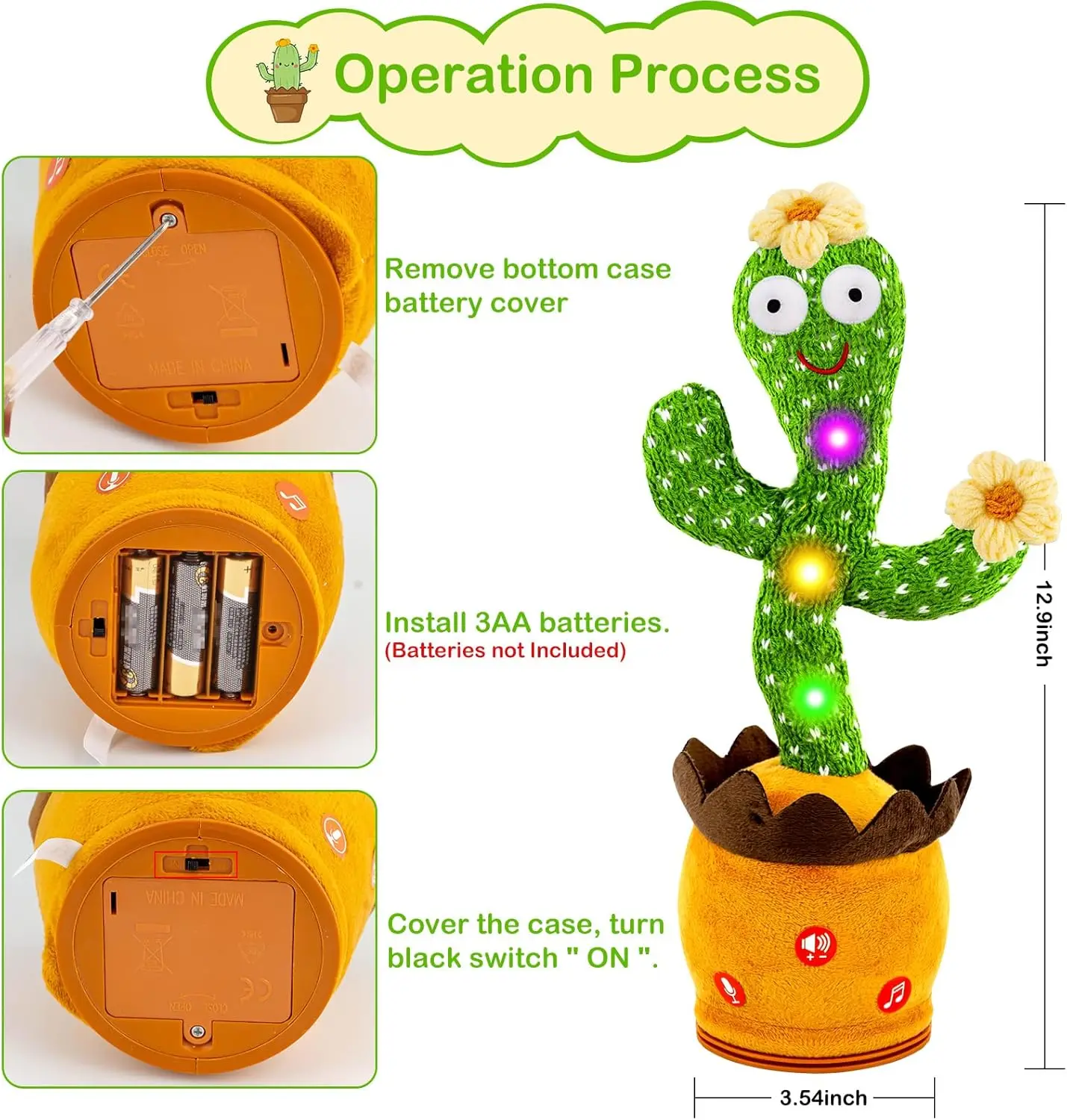 1pc Dancing Talking Cactus Toys For Baby Boys And Girls, Singing Mimicking Recording Repeating What You Say Sunny Cactus Up Plus 4