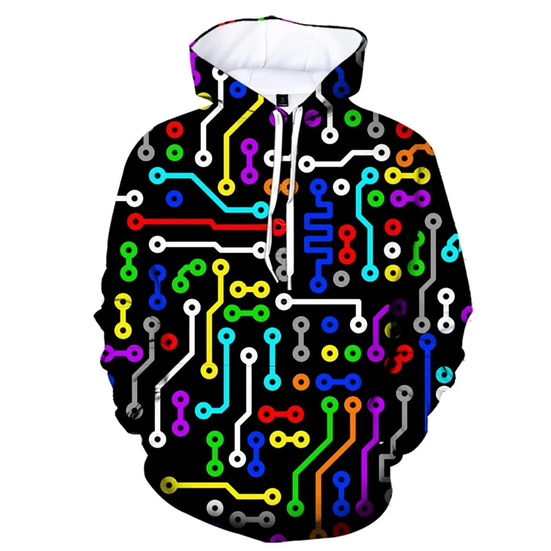 thumbnail image 1 of Sudadera con capucha con estampado 3D de circuitos para hombres y mujeres, sudaderas con cuello redondo geométricas, jersey de manga larga para otoño, abrigo de calle, 1 of 5