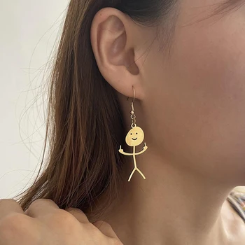Funny Doodle Earrings For Women Hip Hop Middle Finger Hand Gesture Character Earring Wedding Party Jewelry free shipping 1