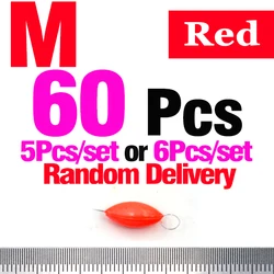 60 - Piece Seven - Star Red and Yellow Oval Fishing Float Set (Red M)