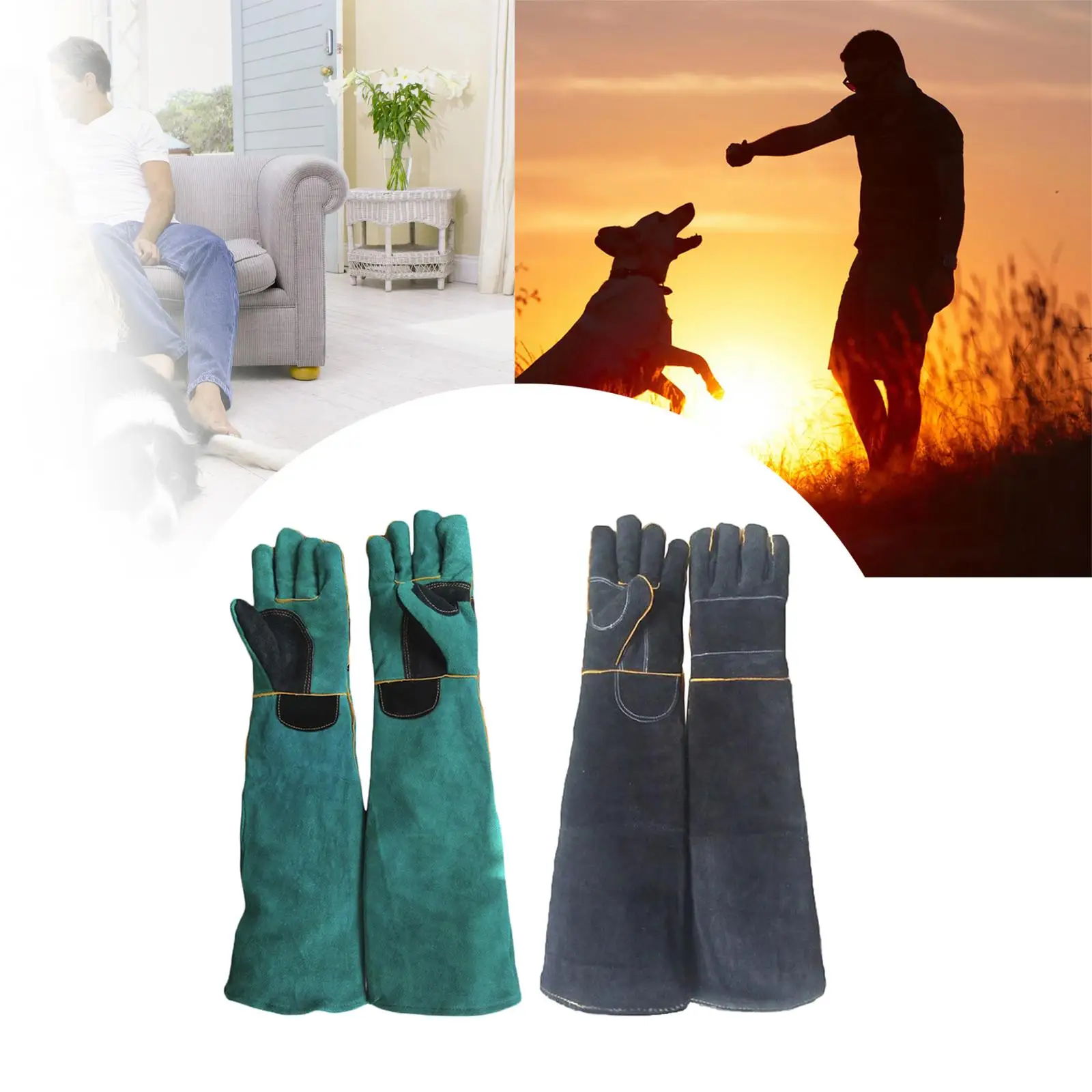 Animal Gloves Thickened Cowhide for , Wipe Clean with A Damp Cloth