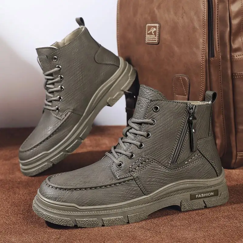 

Мужские летние кожаные ботинки в британском стиле, черные рабочие ботинки в стиле ретро, мужские мотоциклетные кожаные ботинки с высоким берцем