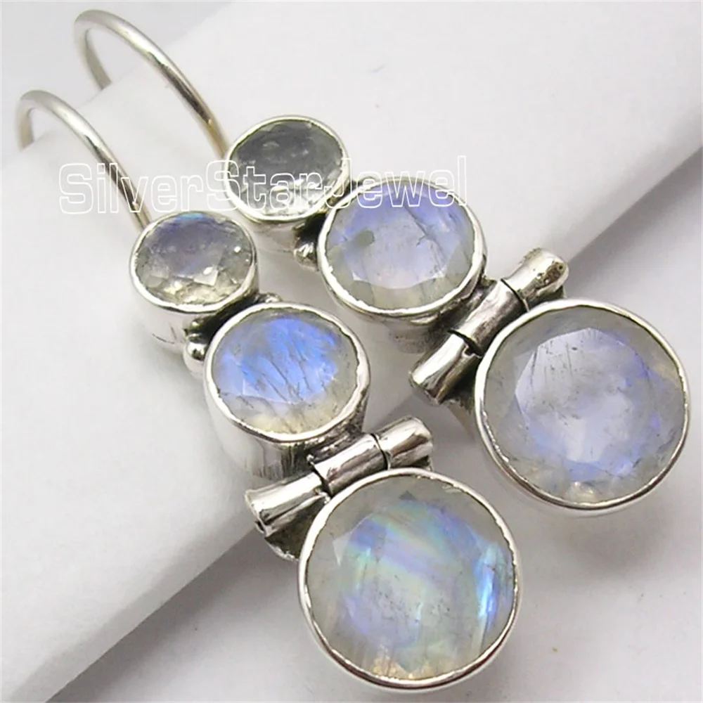 

Different Metal Color Semi-precious Stone Earrings 1.4"