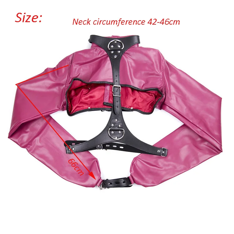 der Top da donna con camicia di forza senza coppe, in pelle contenitiva sexy, bondage schiavo BDSM_voghion.com
