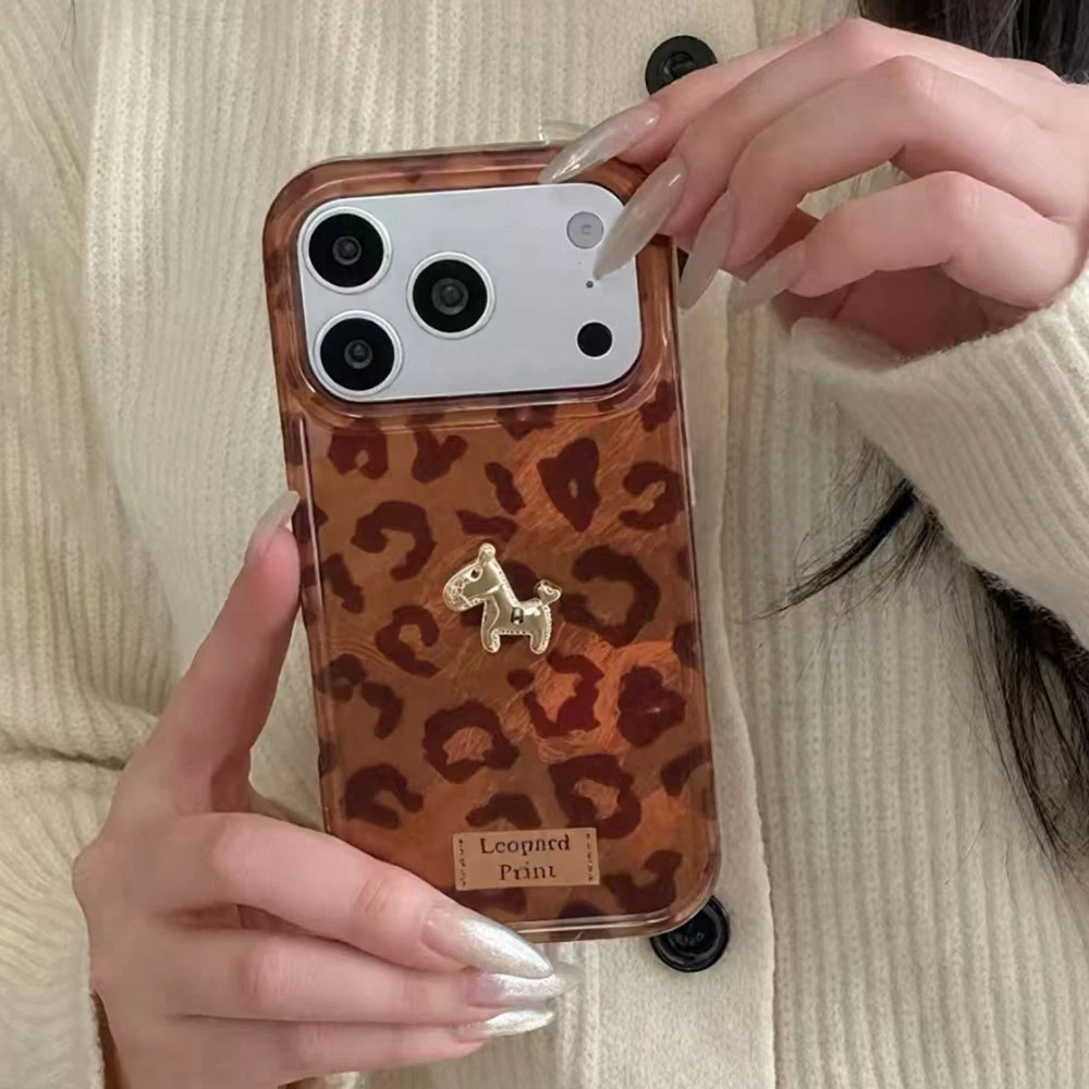 Golden Pony Brown Leopard Print Shockproof Phone Case Cover