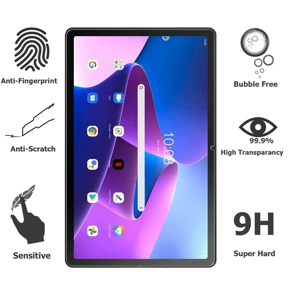 Protetor de Tela para Lenovo Tab M10 Plus 3rd Gen 10.6 Tbtbtb128fu Tb125fu Película Protetora Anti Risco Claro Vidro Temperado Peças - Imagem 2