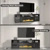 Floating TV Stand with Fireplace, 70" Floating TV Stand Wall with 36" Fireplace, Black Floating Electric Fireplace TV Stand 3