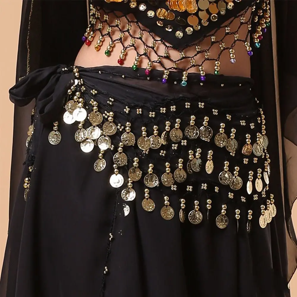 

Dance Chiffon Arab Dance Hipskirt Belt Tassel Coins Women Waist Belt Waistbands Belly Dance Belt Dance Hip Scarf