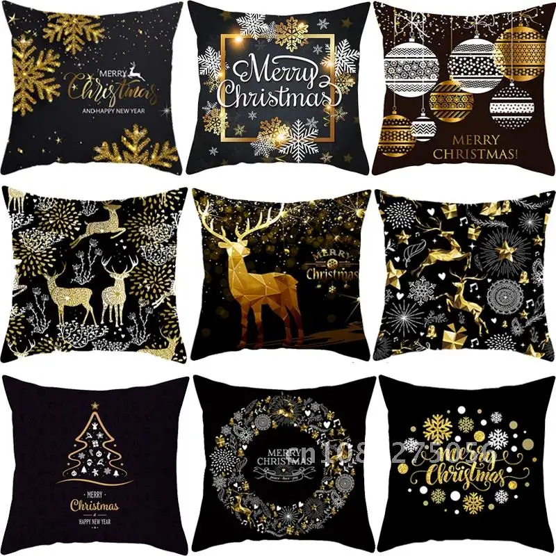 

2021 Christmas Ornament Navidad Xmas Santa Natal Noel New Year Merry Christmas Decorations for Home Christmas Cushion Cover 2022