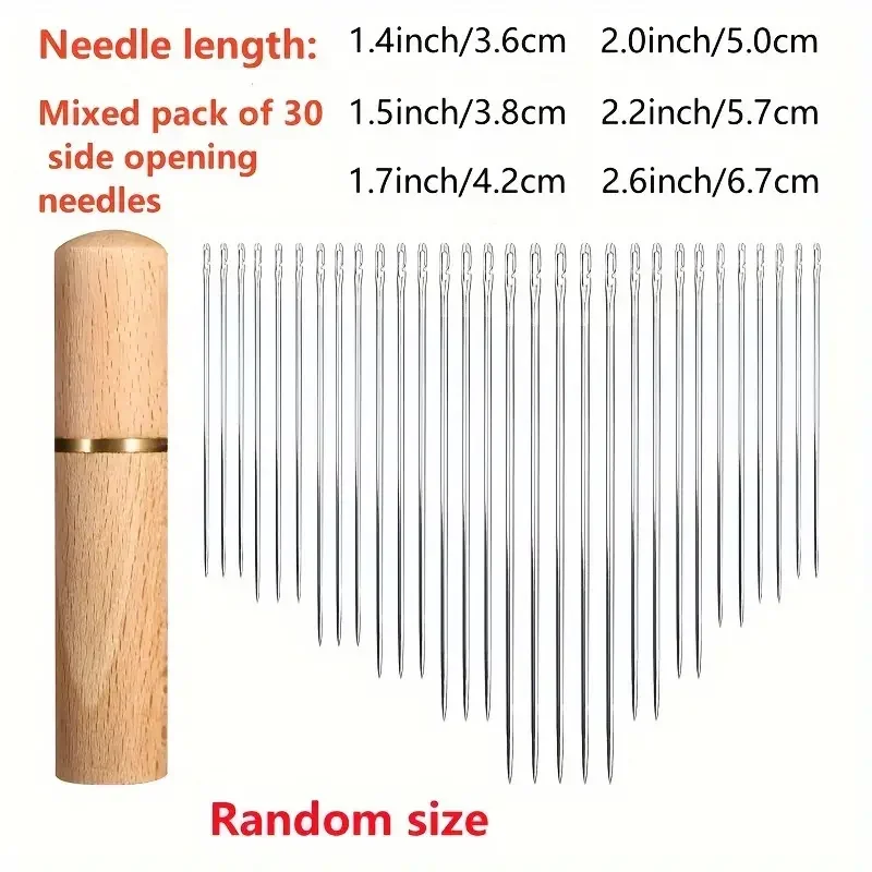 Sewing Needles 30Pcs Side Hole Blind Stainless Steel Elderly Self Threading Household DIY Jewelry Beading Tool