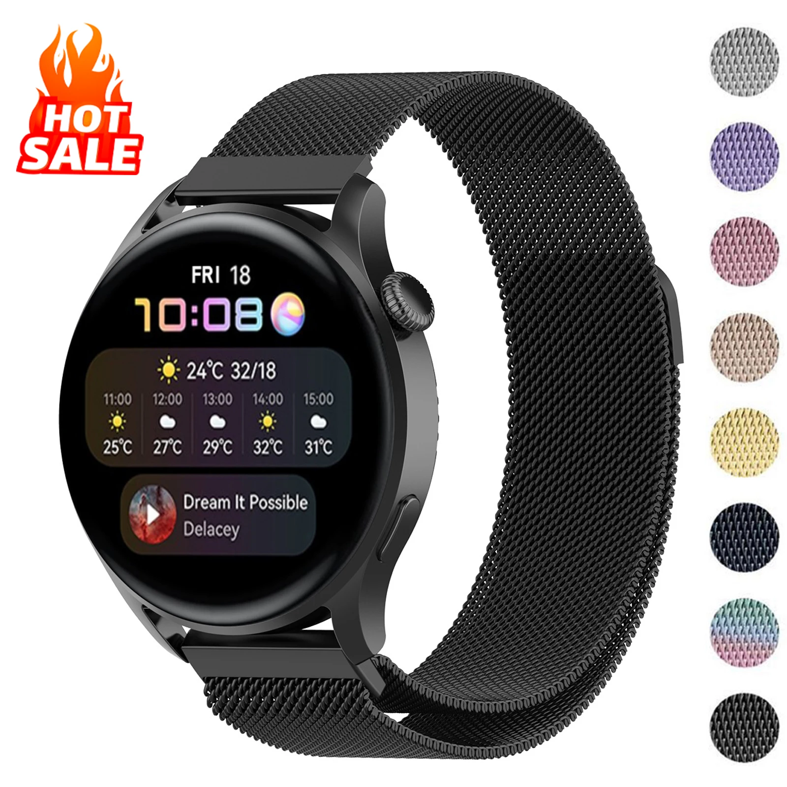 Elegant Milanese Loop Magnetic Bracelet Strap - 22mm Watch Band