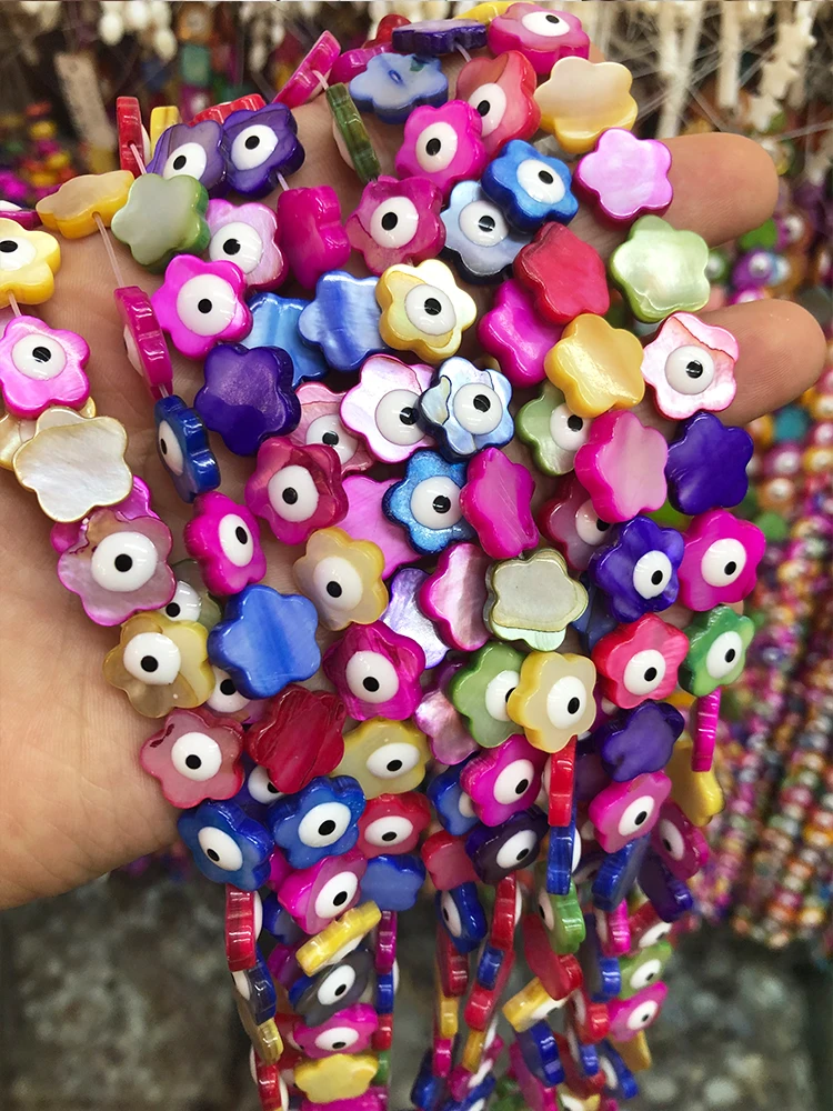

Natural Freshwater Shell Beads Colorful Flower Five Star Eye Shape Loose Spacer Beads For Jewelry Making DIY Bracelet Necklace