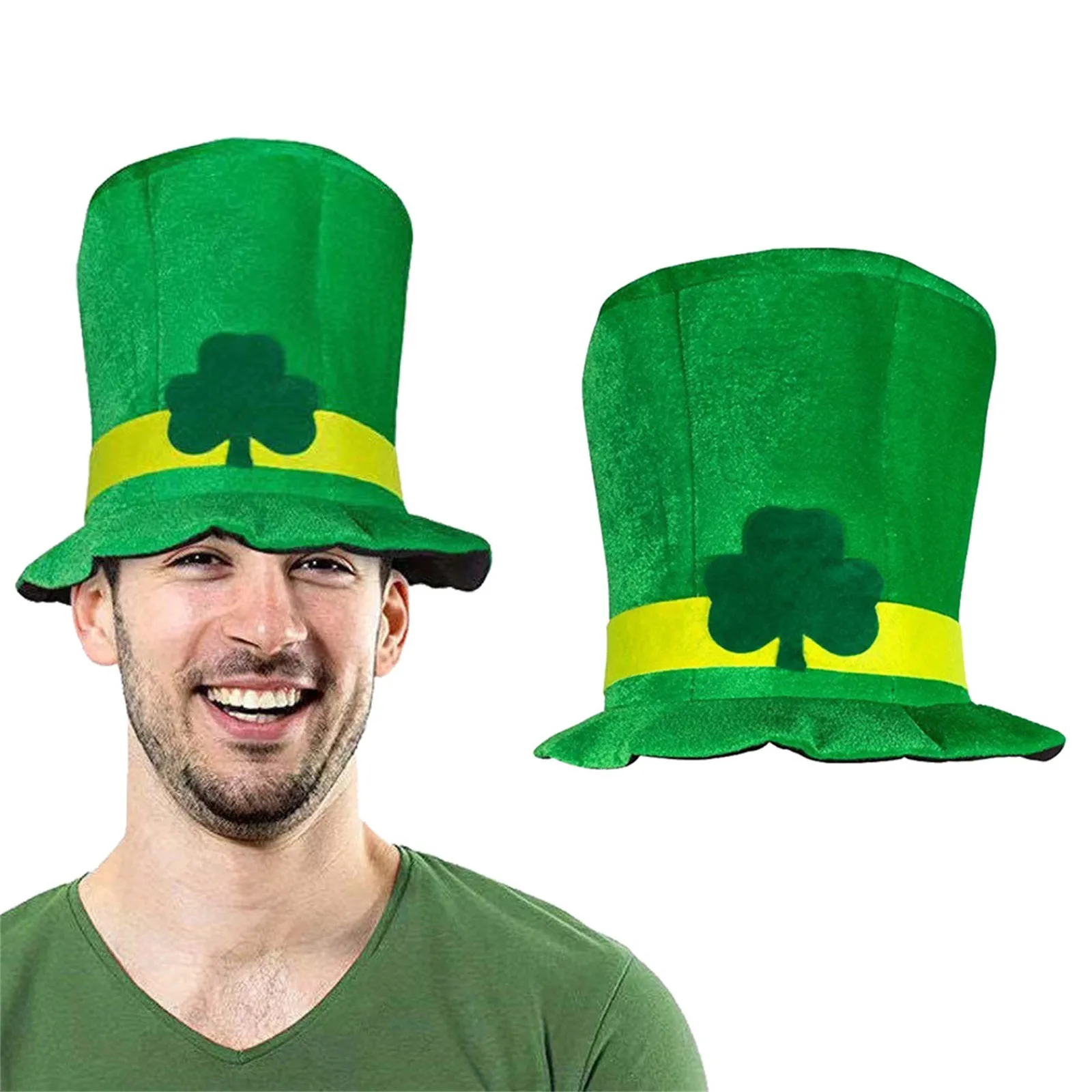 Saint St Patricks Day Green Hat Lucky Costume Accessories Celebration Carnival Props for Irish Fun Party Hat with Beard photo