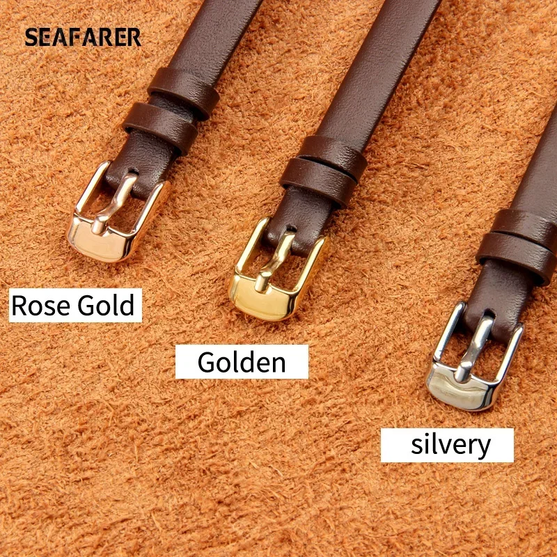 Elegant Women's Genuine Leather Watch Strap - Slim 8mm Bracelet Band