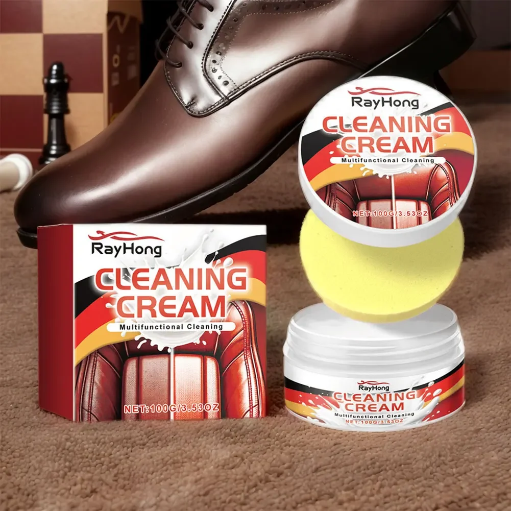 100g Leather Care Cream with Sponge Car Leather Restorer Cream Car Leather Refresher for Leather Pant Bag Shoes Furniture 3