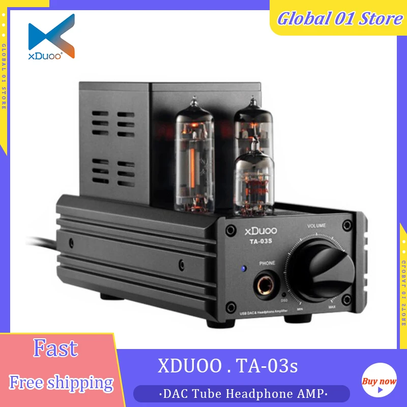 

XDUOO TA-03S CS4398*2 Headphone Amplifier USB XMOS DAC 32Bit 192KHz DSD128 Decoder Vacuum Tube Decoding Amplifier Earphone AMP