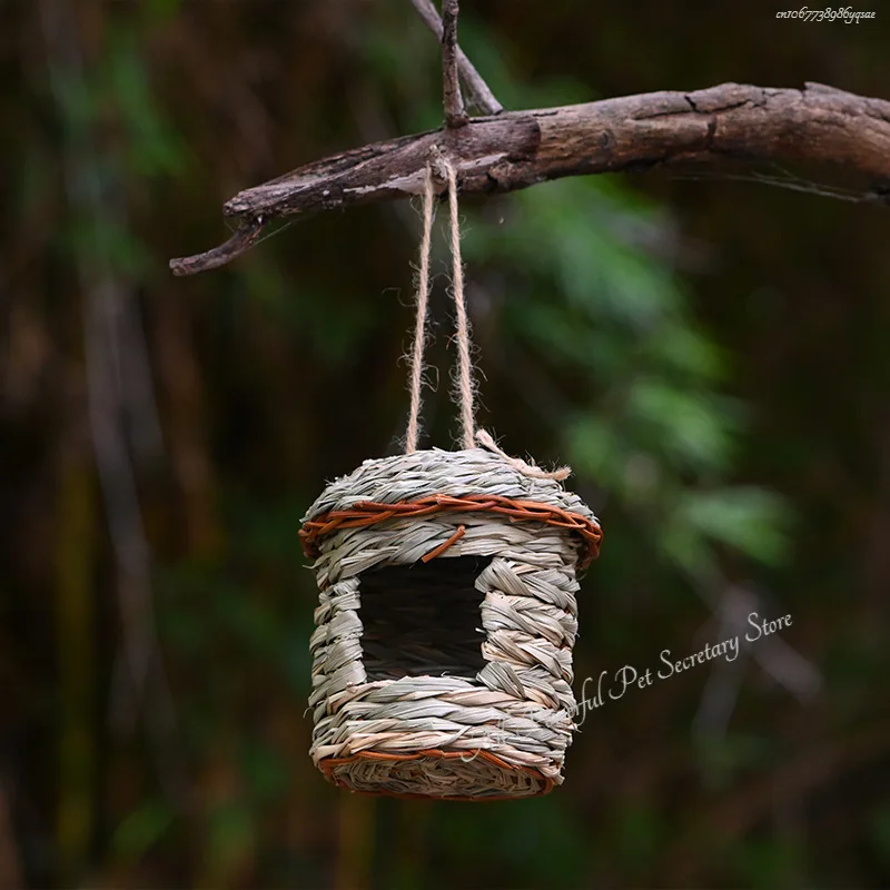 Bird&rsquo;s Nest Square Mouth Spherical Woven Hanging Creative Outdoor Garden Birdhouse Hatching Breeding House Nest Bird Accessories Bird Cage Accessories Bird House Bird Nest