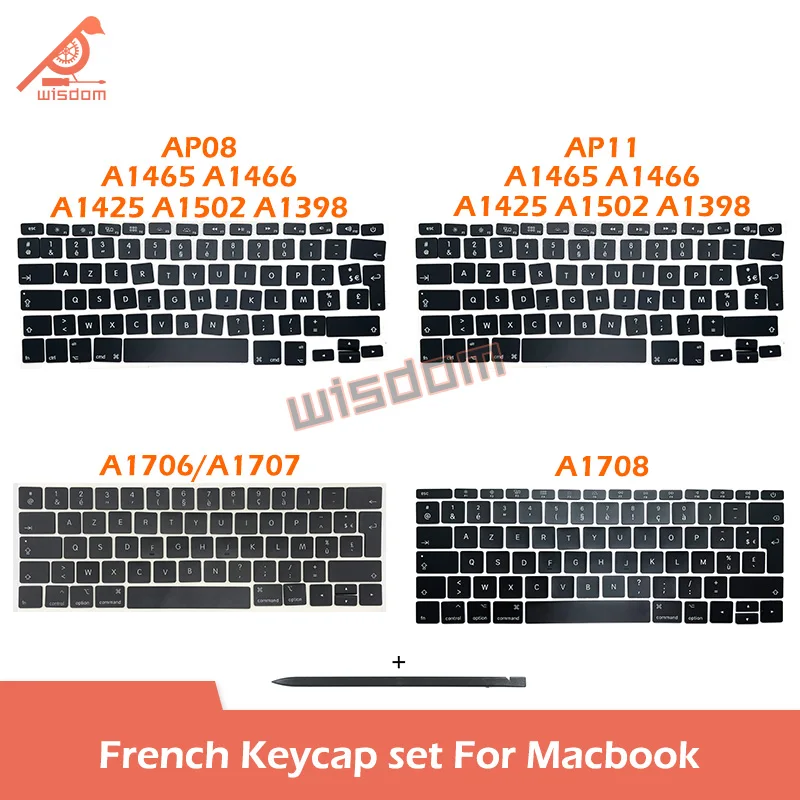 

Laptop A1466 A1502 A1706 A1707 A1708 A1990 A1932 A2337 A2141 A2338 A2442 A2485 A2681 French Keycaps Keys For Macbook Keyboard