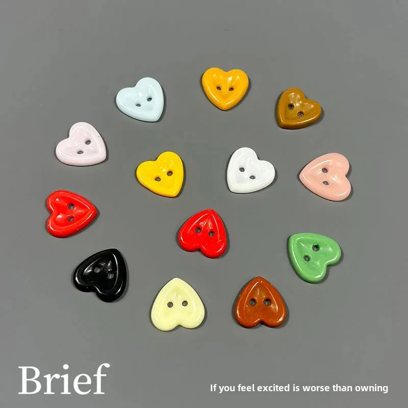 High-End Ceramic Heart-Shaped Buttons Simple Handmade Diy Clothing Accessories for Men Women Children Baby Clothing