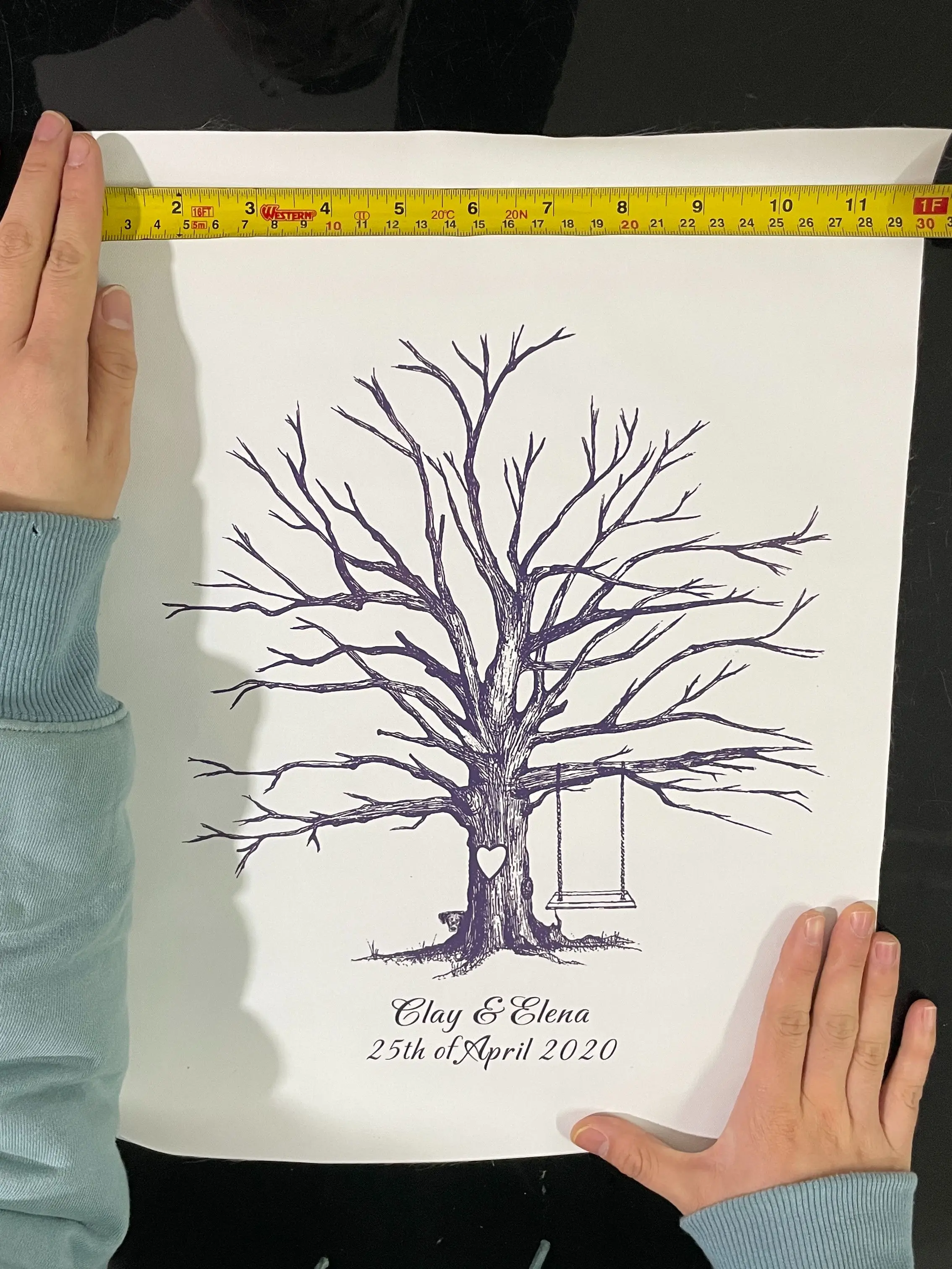 1PC Multi Size DIY Heart Wood Fingerprint Wedding Tree Guest Signature Book Anniversary Personalized Canvas Painting Party Gift