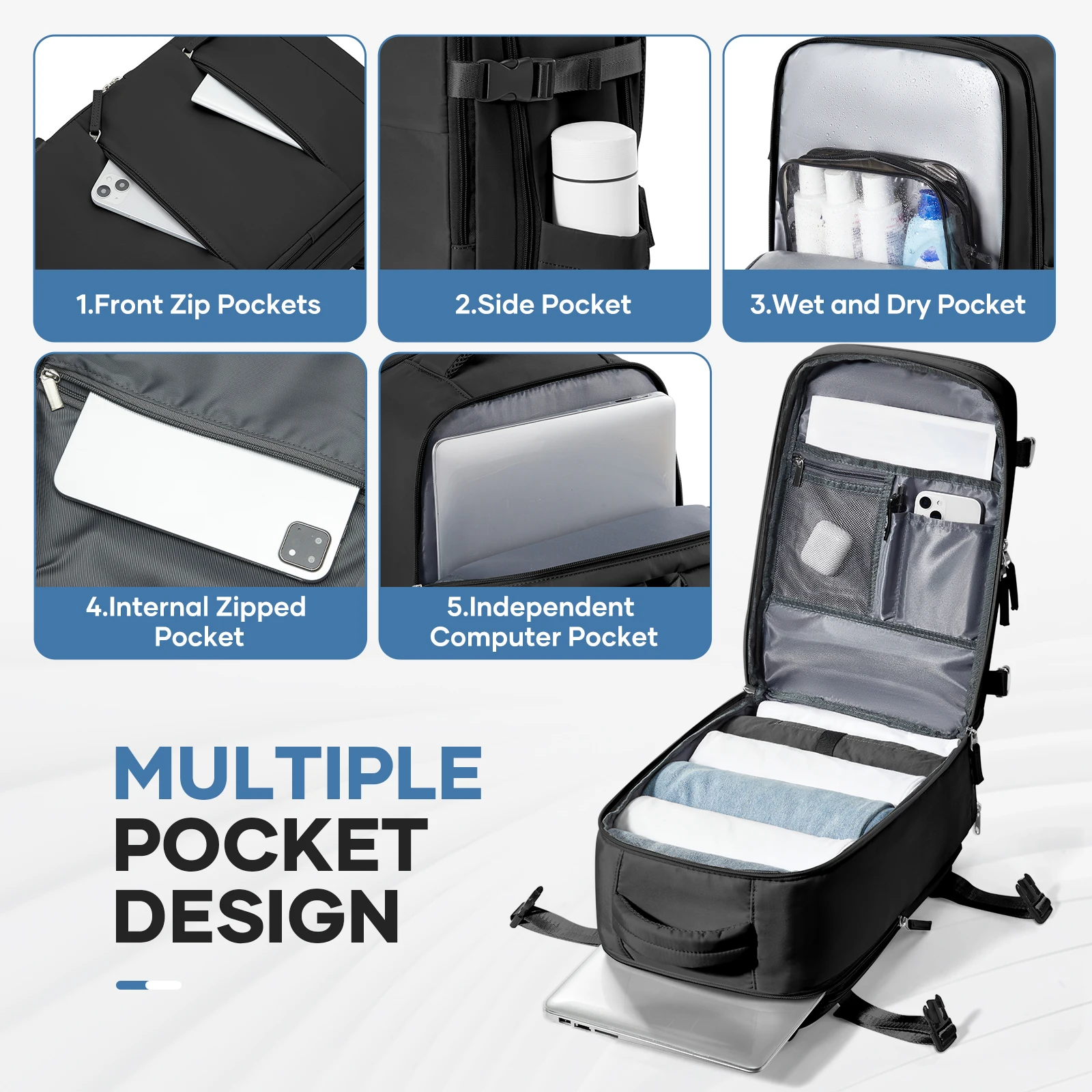 Ryanair Cabin Bag 40x20x25 Under Seat Easyjet 45x36x20 Travel Backpack School Storage Laptop Bag Multipurpose Hand Luggage Bag