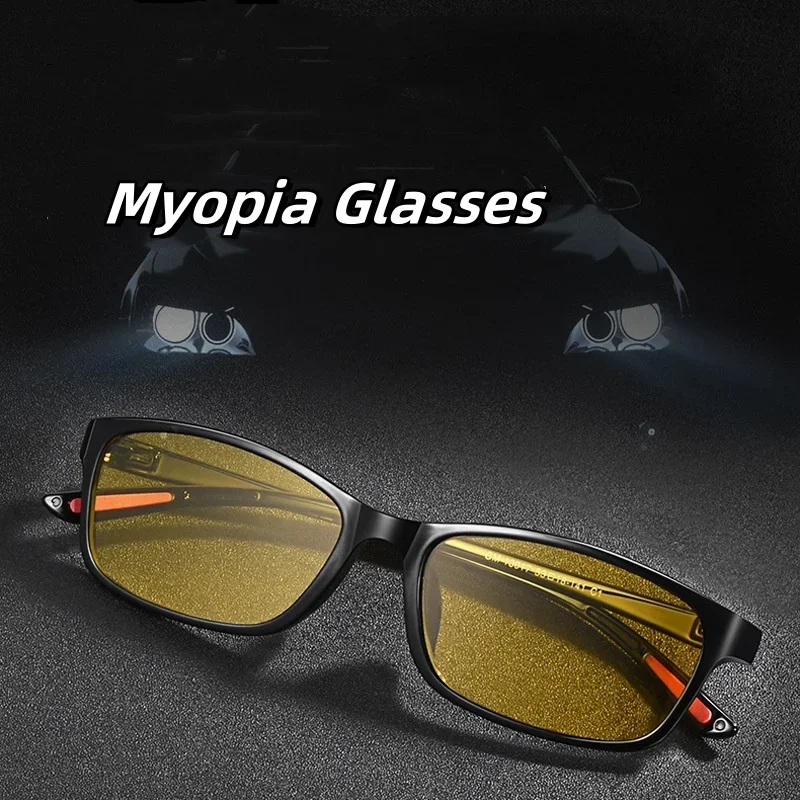 Vintage Women Men's Anti-Glare Driving Night Vision Minus Glasses Ultralight Square Frame Eyeglasses Retro Myopia Eyewear To-4.0 2