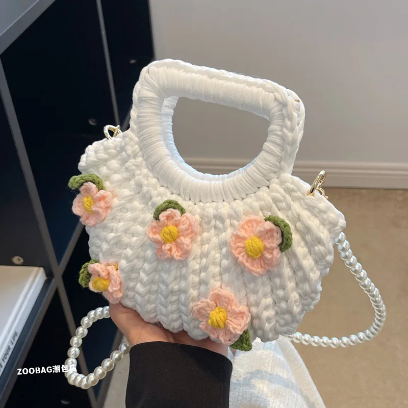 

Handmade Woven Bag Crochet Handbag Hand Knitted Hand Bag Homemade DIY Material Bag