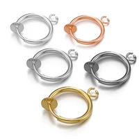 10pcs Retractable Clip on Ear Clip Hoop Non Piercing Silver Color Copper Round Earring Clips for Earrings Jewelry Making DIY 1
