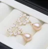 Boucles d'oreilles en perles d'eau douce naturelles pour femme, bijoux de mariage en argent 925, cadeau d'anniversaire pour femme, rose noir
