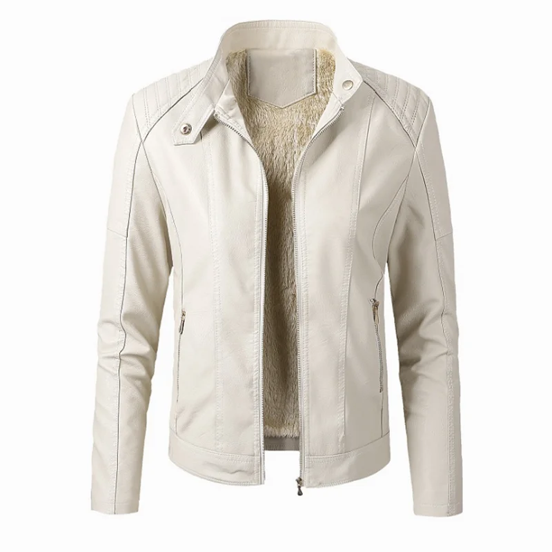 Женская куртка из искусственной кожи, Осеннее бархатное пальто с карманами, верхняя одежда на молнии, облегающая байкерская куртка, красная, черная зимняя одежда, 2022