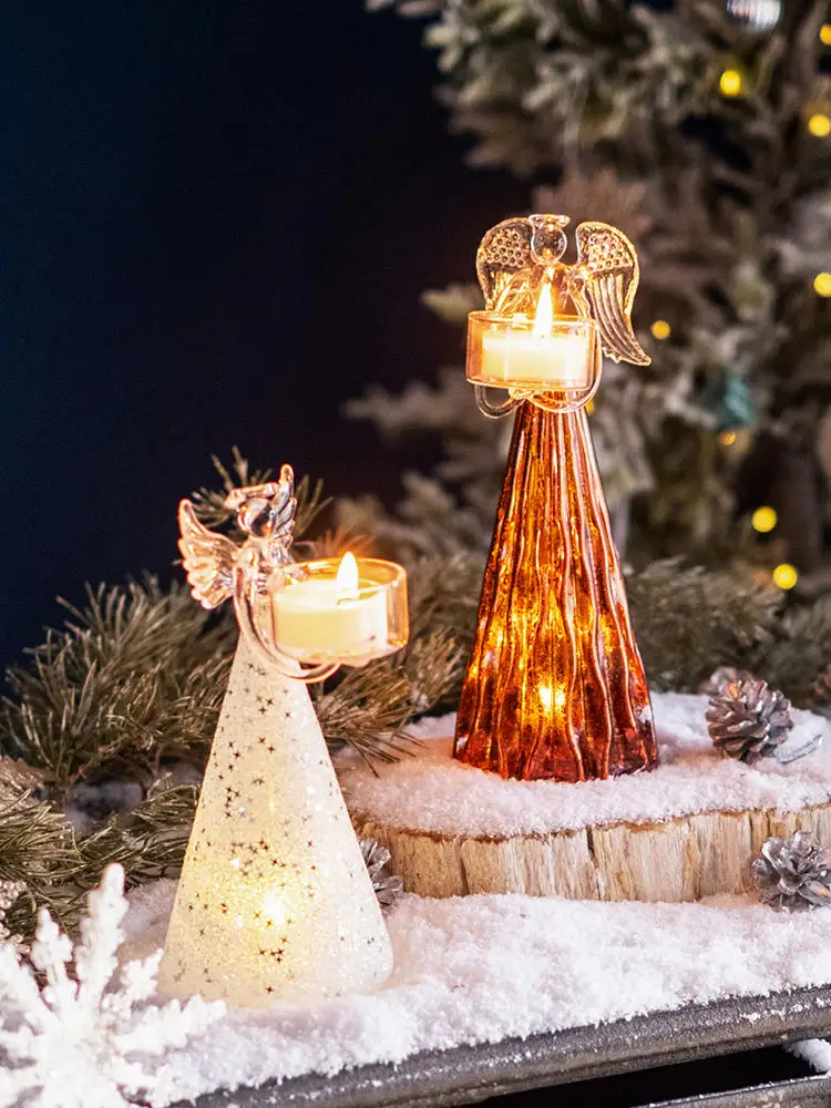 

Angel Glass Candle Holder European Candlestick, Night Light, Christmas Decorations, Luminous Ornaments, Romantic Wedding Gifts