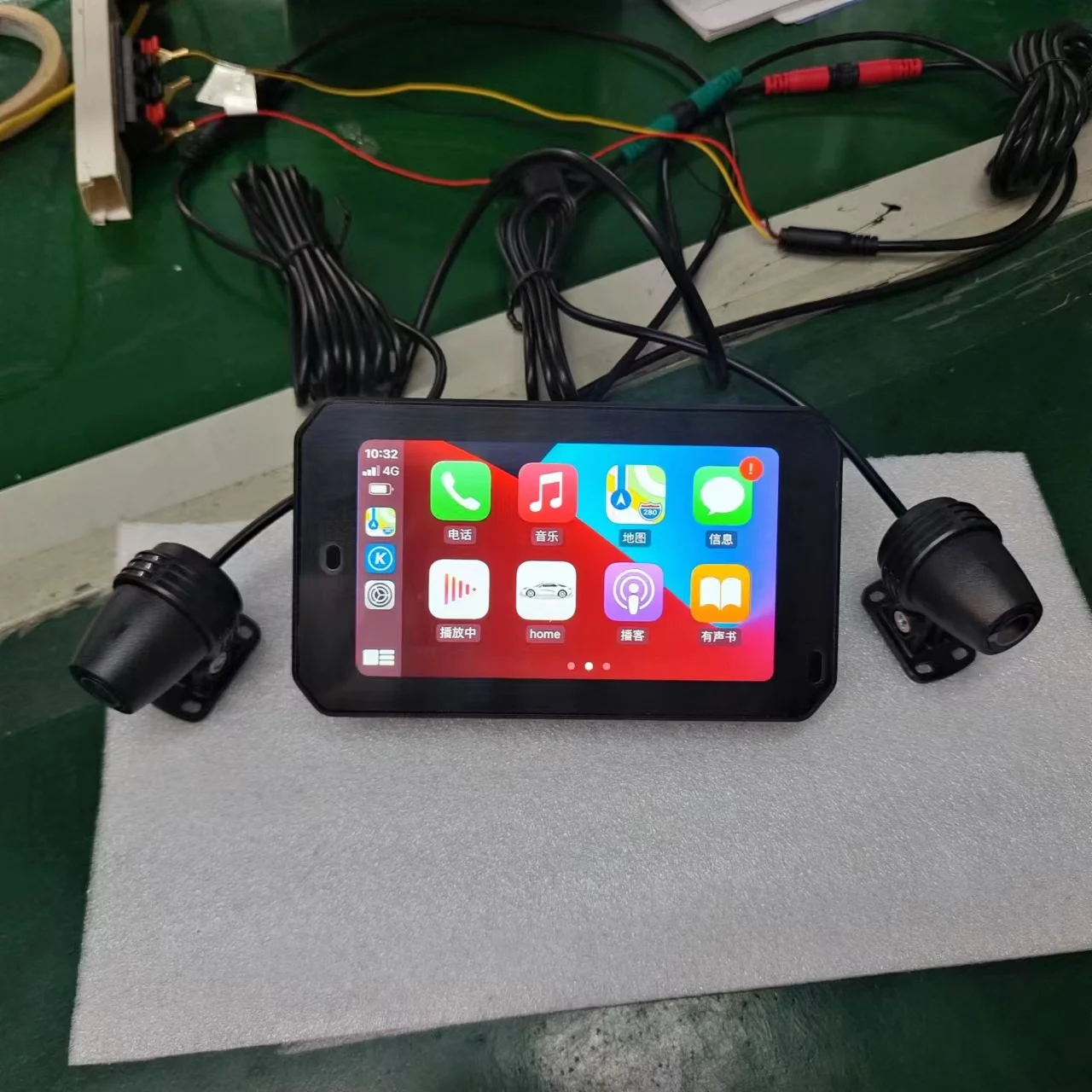 Wireless Motorcycle CarPlay Screen Android Auto Monitor with dual recording dash camera for motorbike