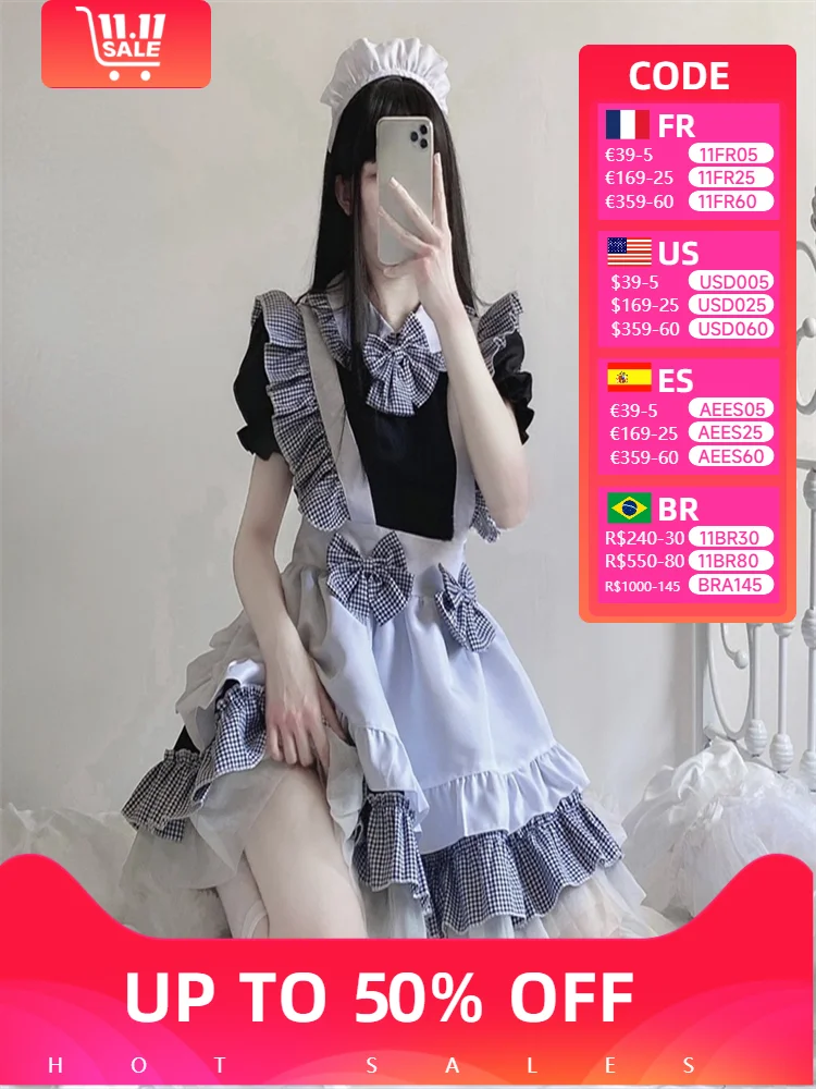 Japanese Sexy Lolita Anime Cosplay Maid Costumes Gothic Lolita Dress Kawaii Maid Outfits for Party Lingerie Dress Plus Size