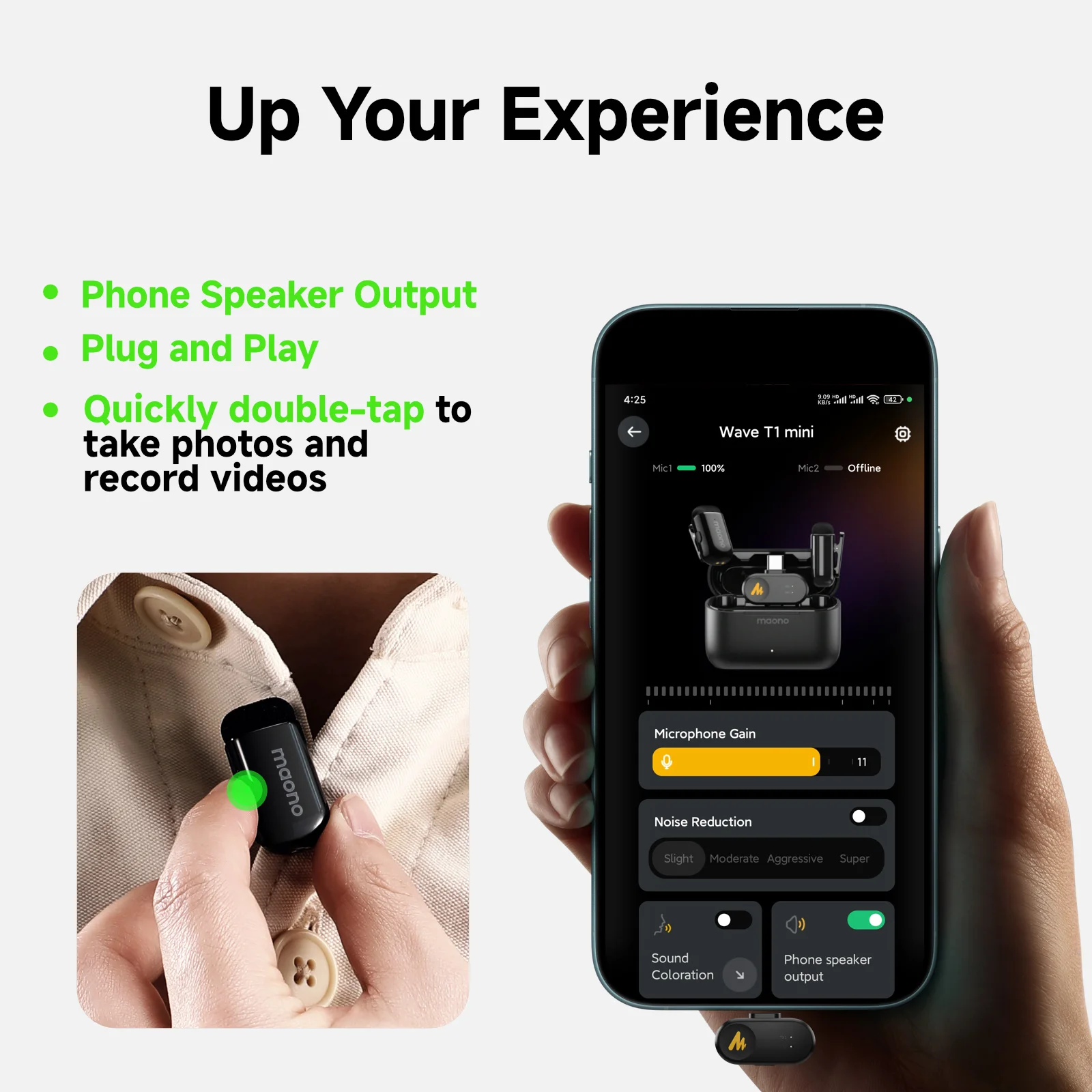 ميكروفون Maono T1Mini اللاسلكي ذو طية صدر السترة A...