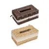 Hand Woven Tissue Box Cover Desk Organizer Dining Table Facial Napkin Holder 2